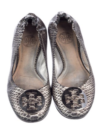 Tory Burch Leather Animal Print Ballet Flats