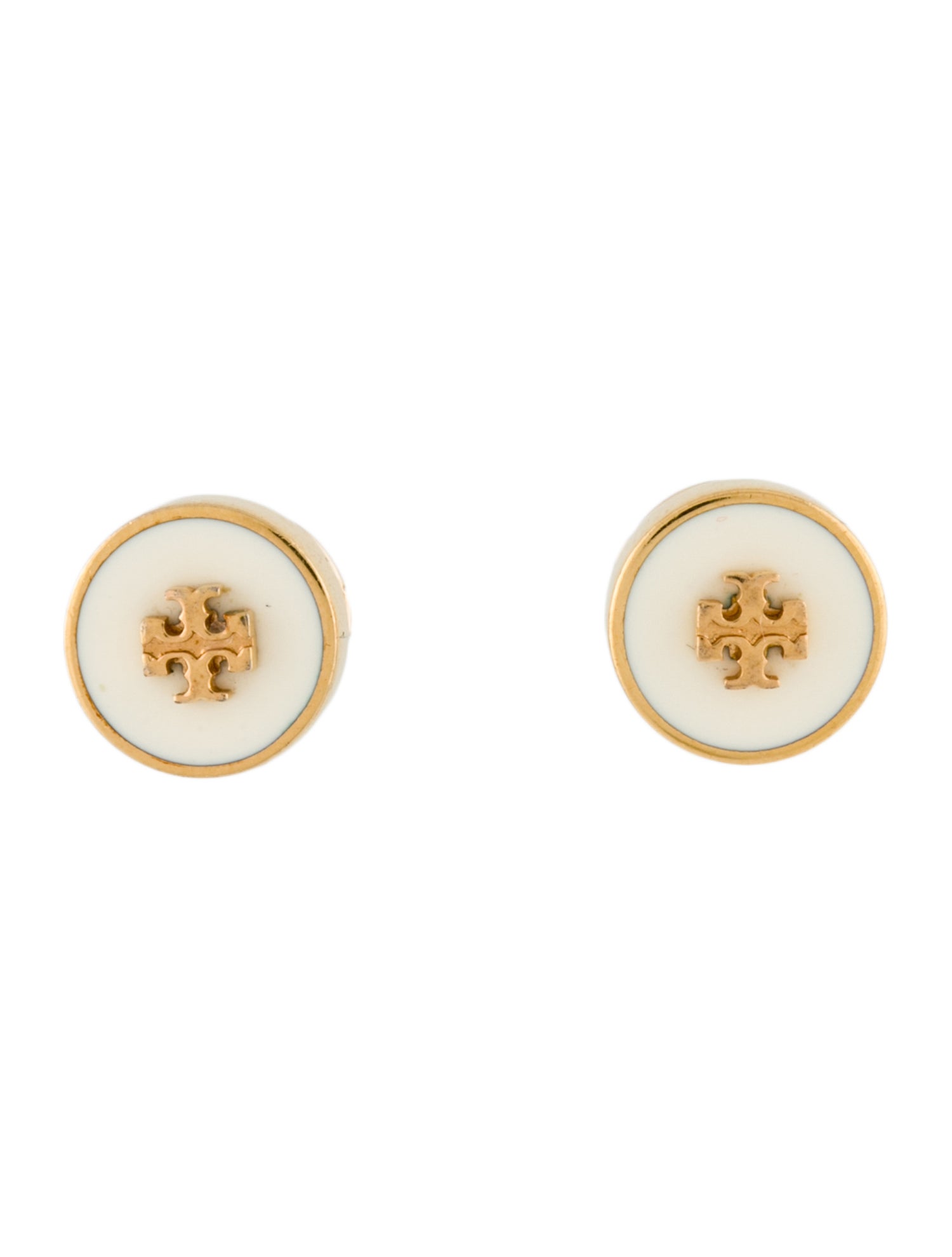Tory Burch Enamel TT Circle Stud Earrings