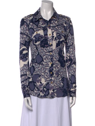 Tory Burch Silk Floral Print Button-Up Top