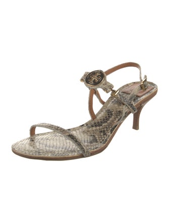Tory Burch Leather Animal Print Slingback Sandals