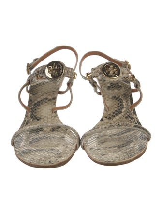 Tory Burch Leather Animal Print Slingback Sandals