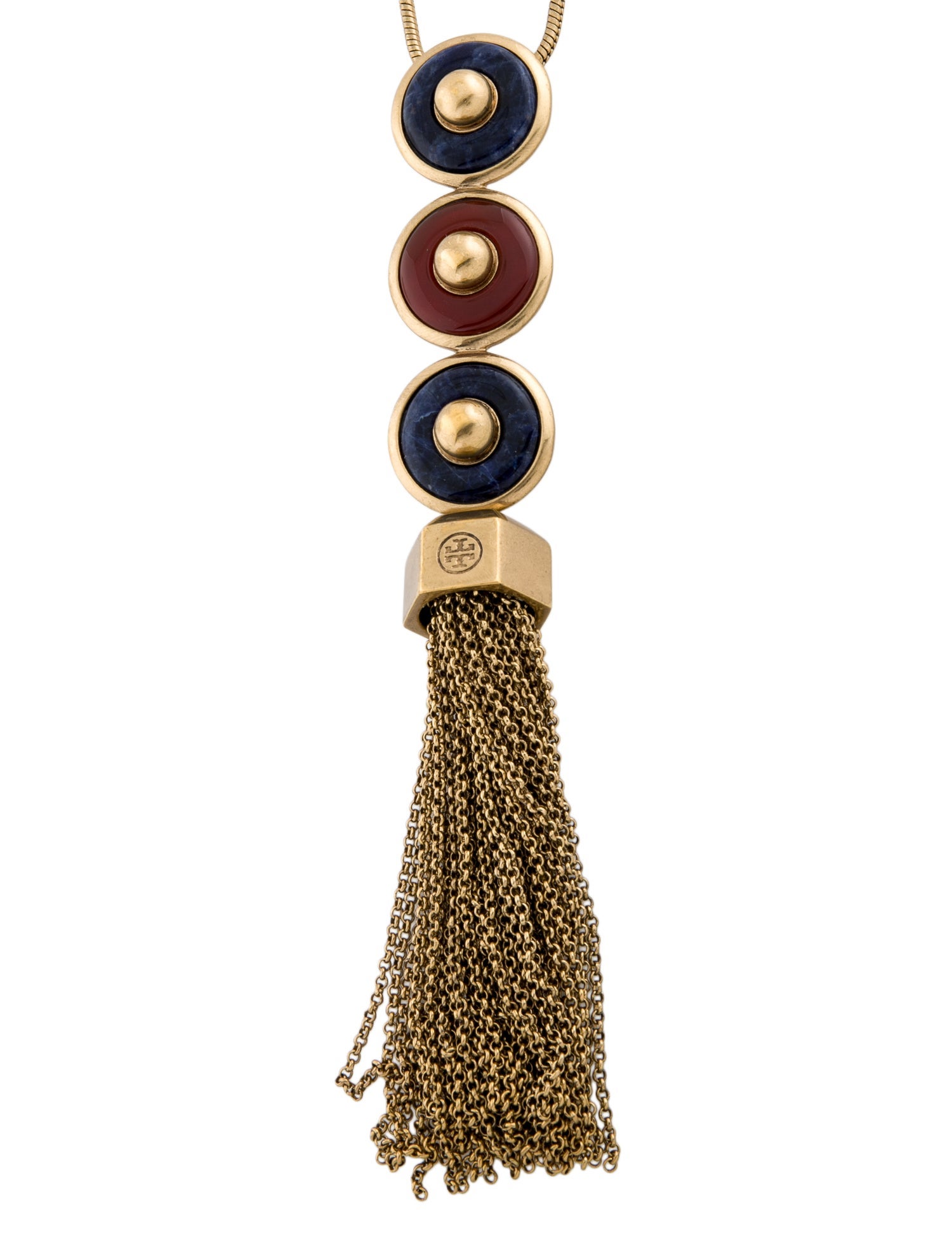 Tory Burch Multi-Stone Tassel Pendant Necklace