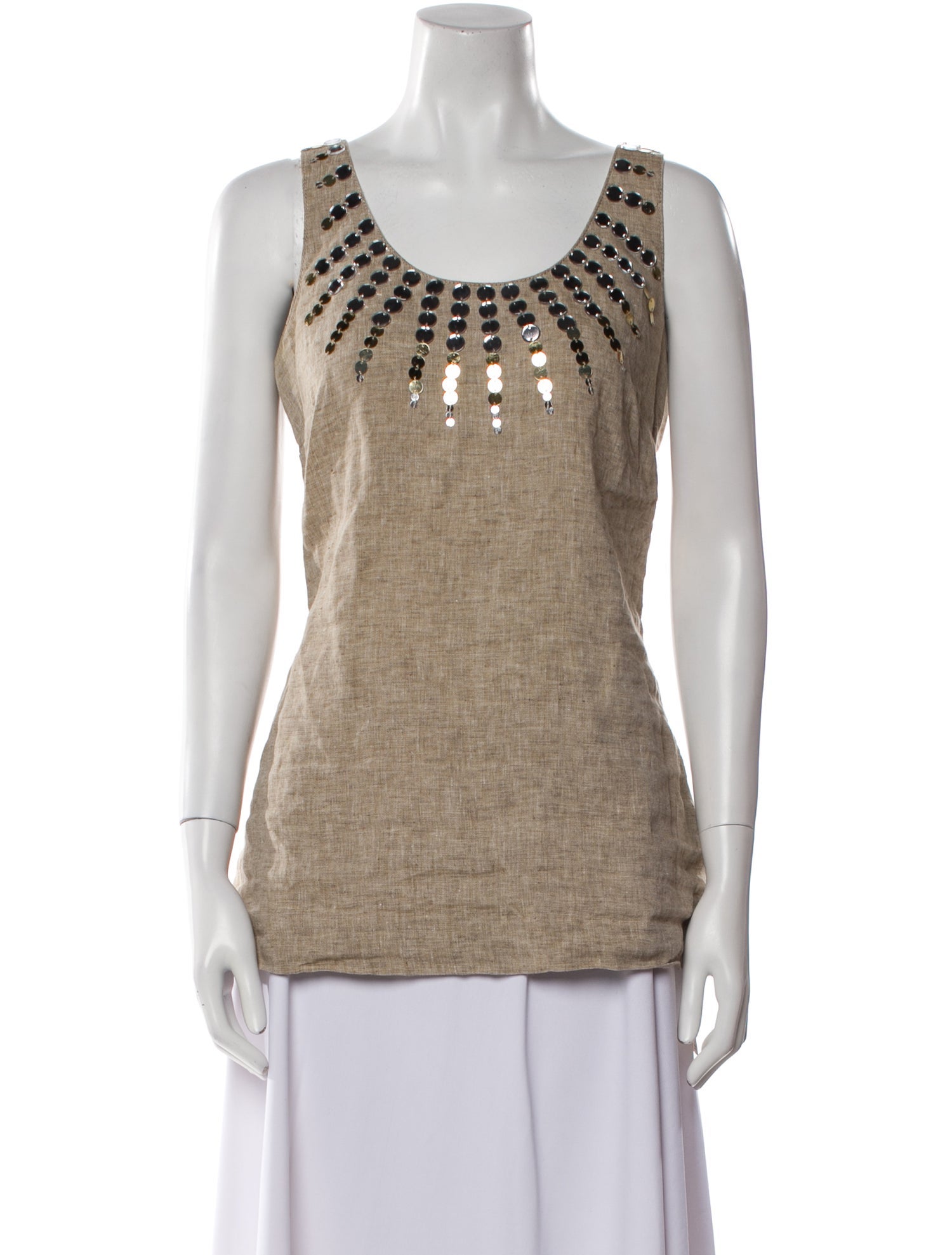 Tory Burch Linen Scoop Neck Top