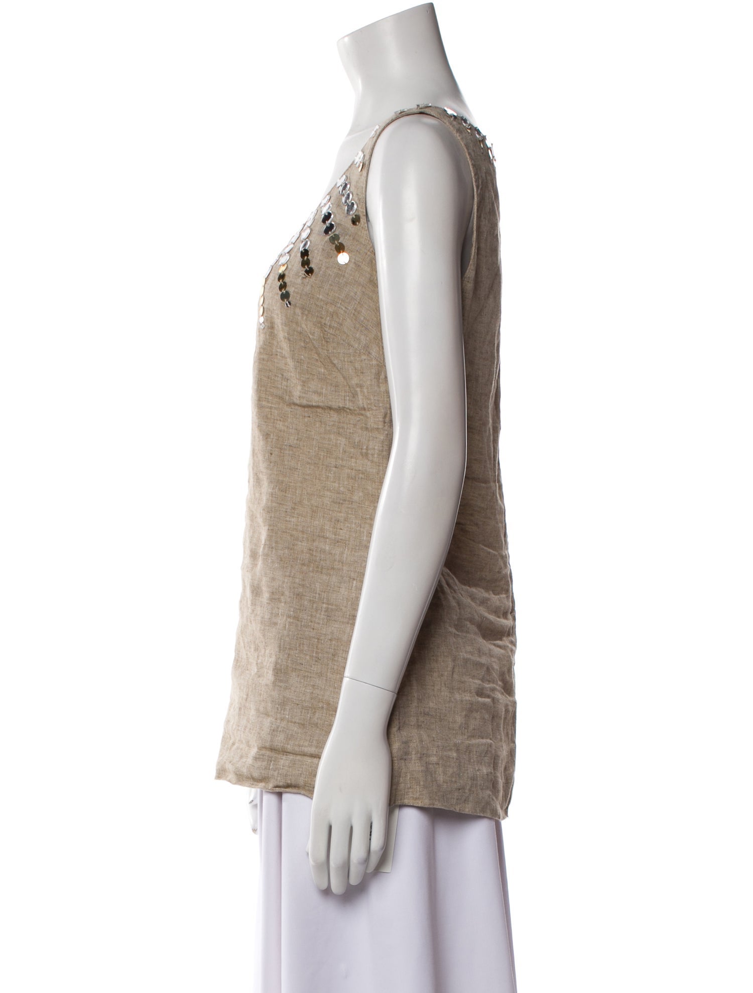 Tory Burch Linen Scoop Neck Top