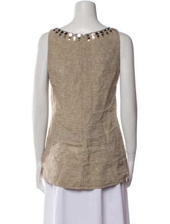 Tory Burch Linen Scoop Neck Top