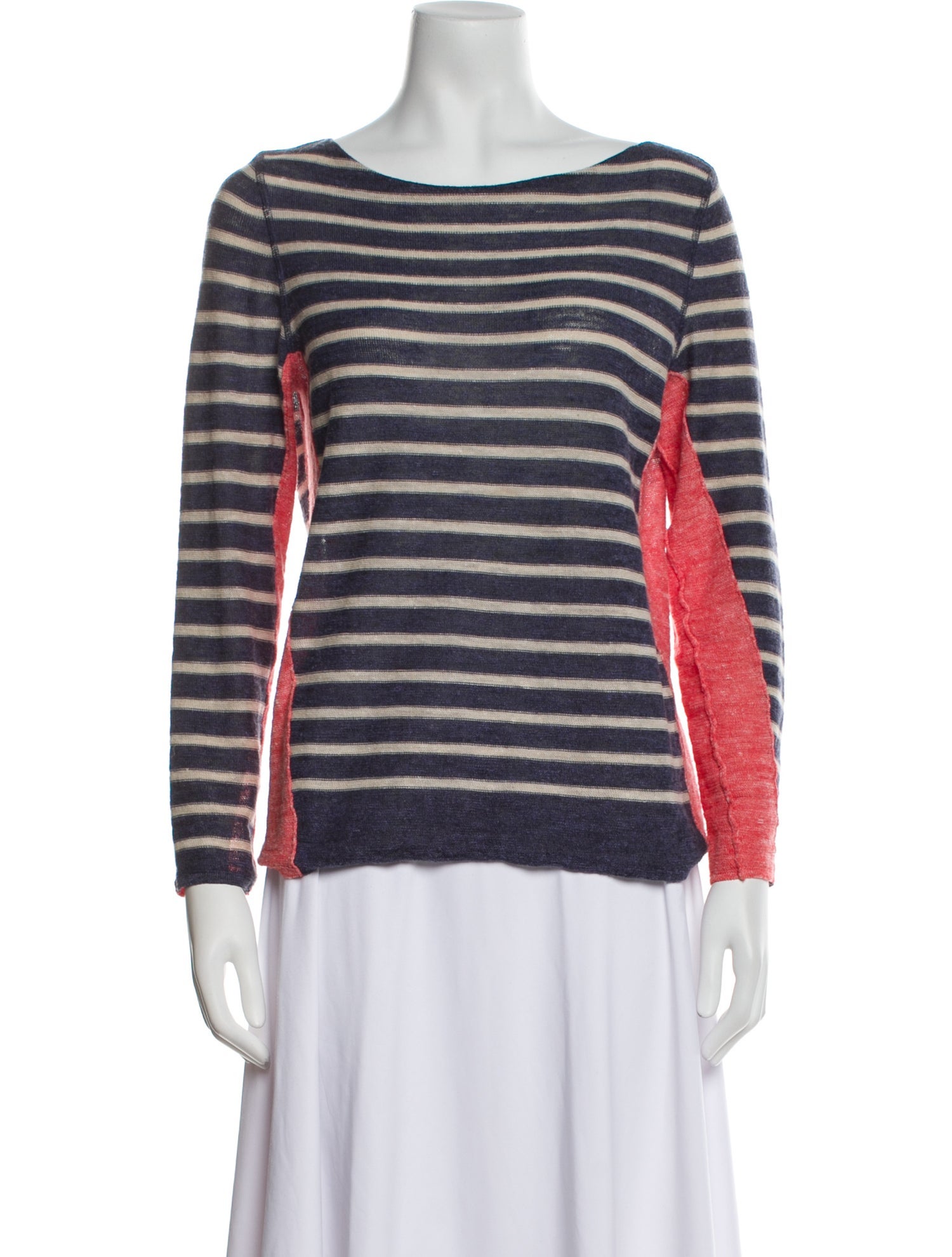 Tory Burch Striped Bateau Neckline Sweater