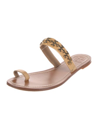 Tory Burch Leather Studded Accents Flip Flops