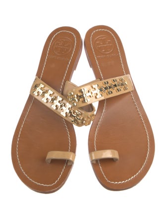 Tory Burch Leather Studded Accents Flip Flops