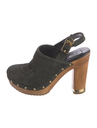 Tory Burch Suede Studded Accents Slingback Pumps