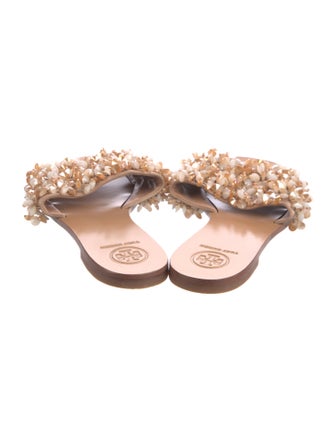 Tory Burch Leather Beaded Accents Slides