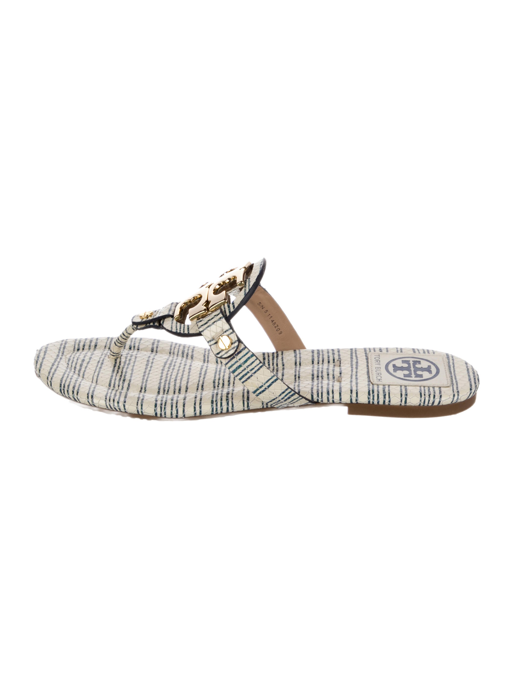 Tory Burch Leather Animal Print Slides