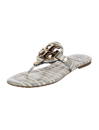 Tory Burch Leather Animal Print Slides