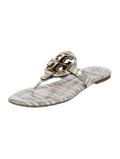 Tory Burch Leather Animal Print Slides