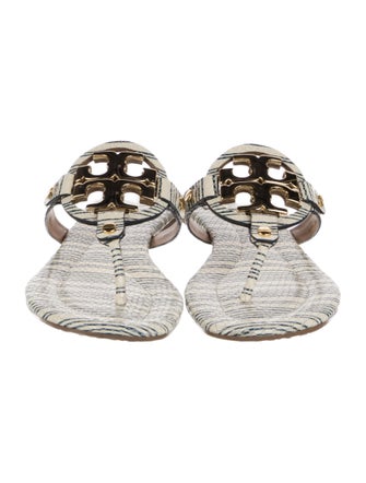 Tory Burch Leather Animal Print Slides