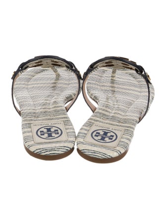 Tory Burch Leather Animal Print Slides