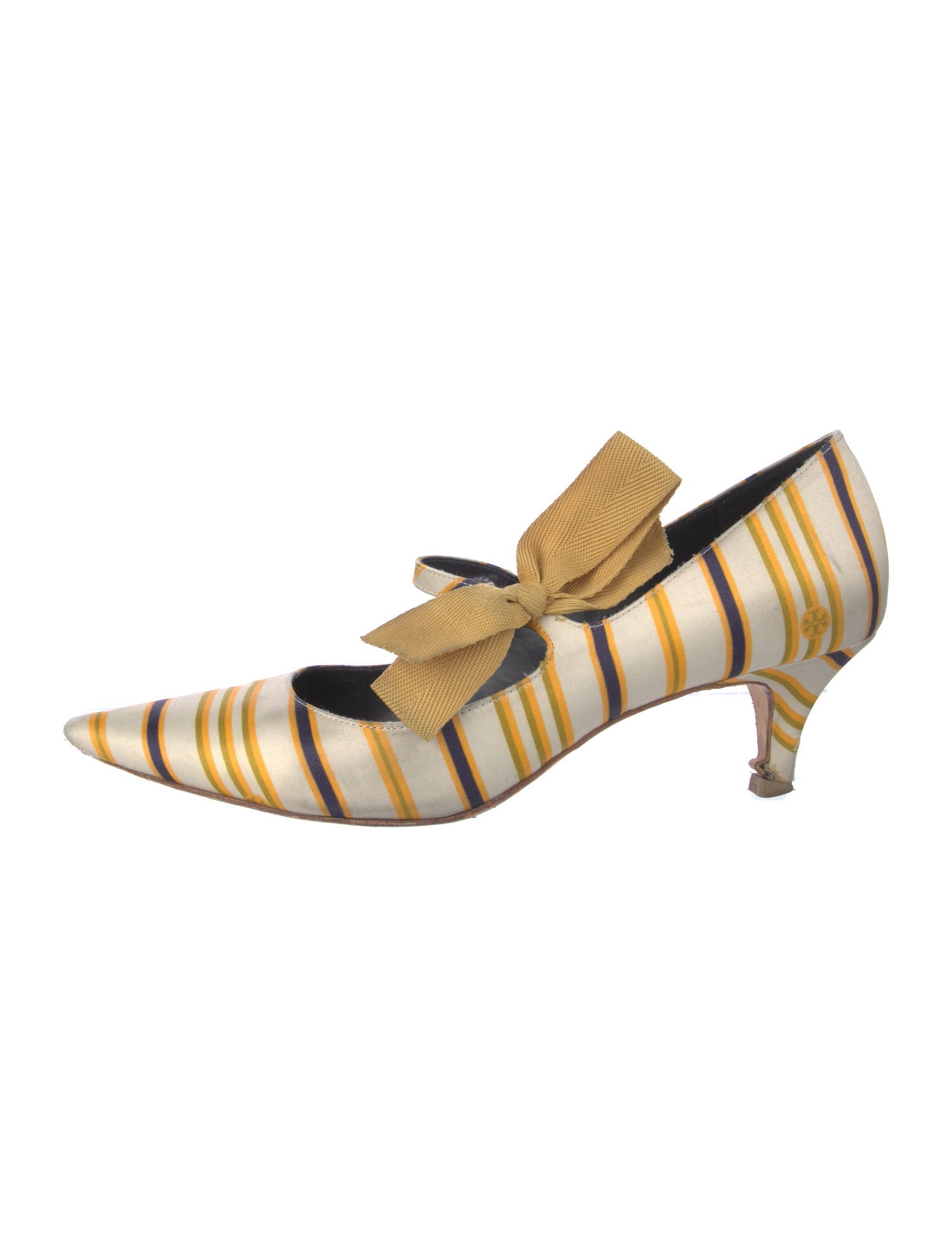 Tory Burch Satin Striped Mules