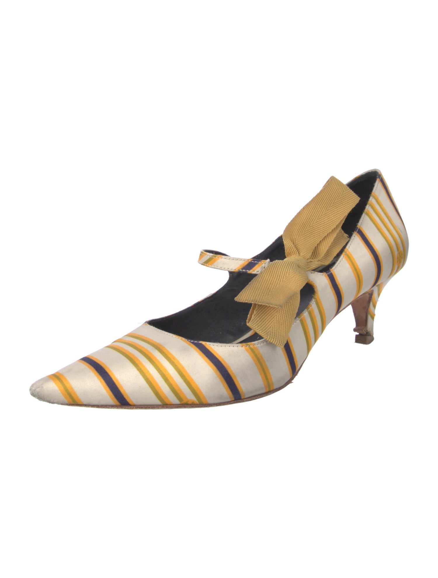 Tory Burch Satin Striped Mules