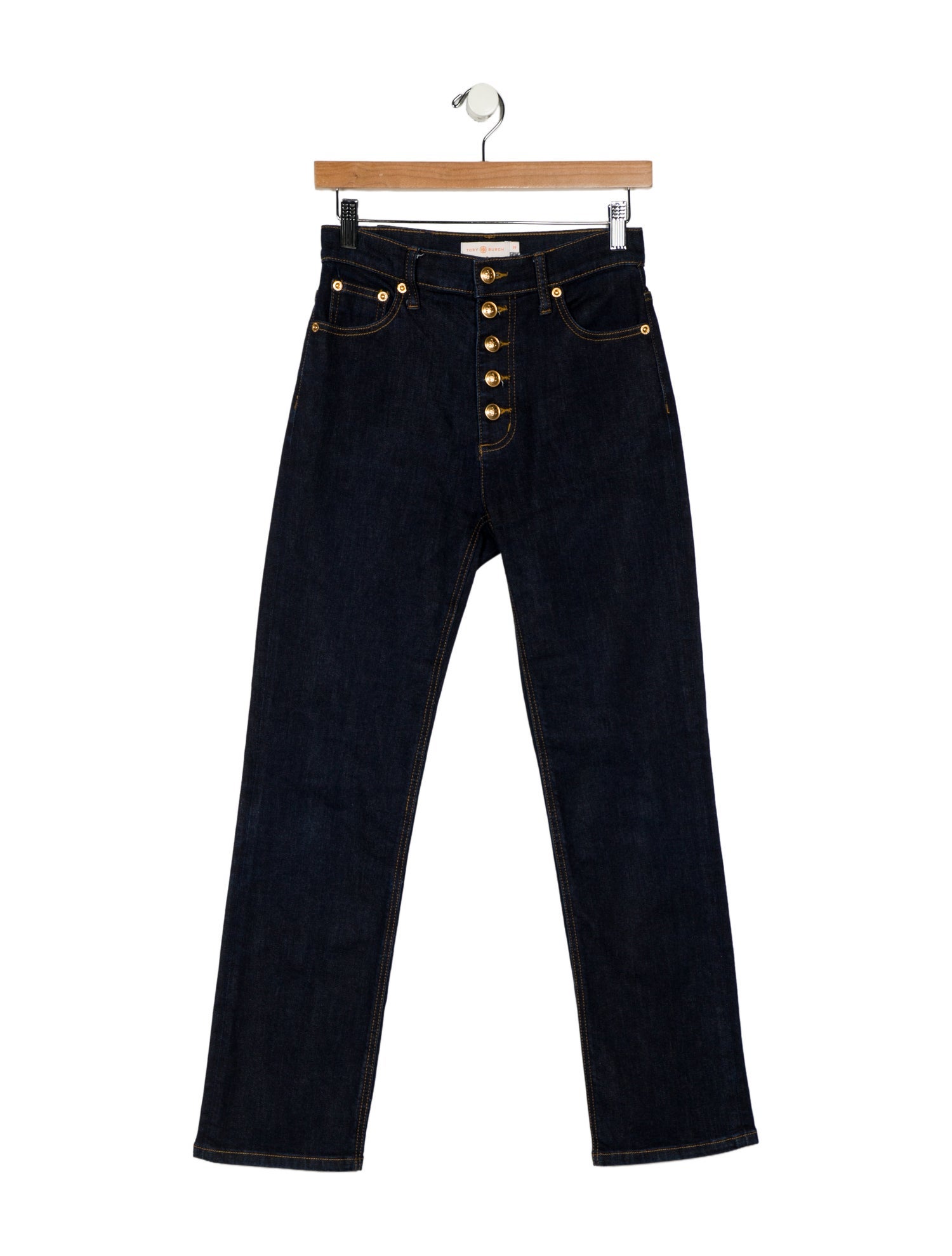 Tory Burch Mid-Rise Straight Leg Jeans