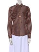 Tory Burch Striped Long Sleeve Button-Up Top