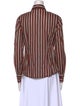 Tory Burch Striped Long Sleeve Button-Up Top
