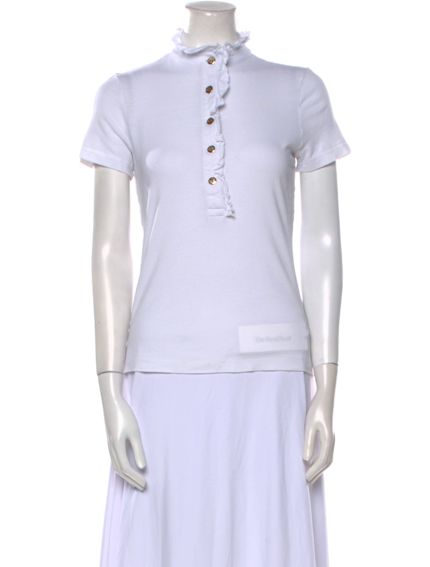 Tory Burch Mock Neck Short Sleeve Polo