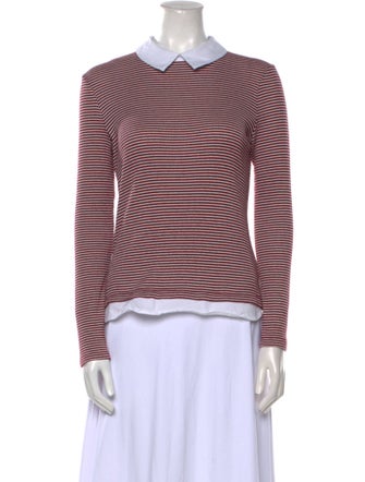 Tory Burch Striped Mock Neck Top