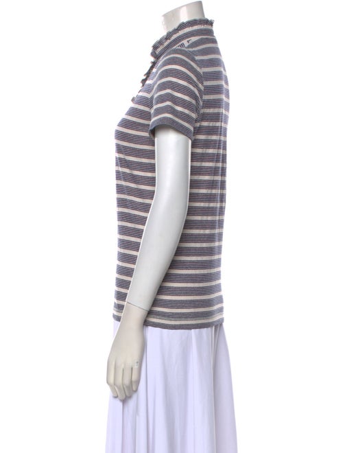 Tory Burch Striped Mock Neck Polo