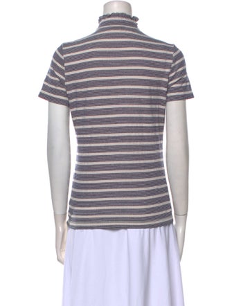 Tory Burch Striped Mock Neck Polo