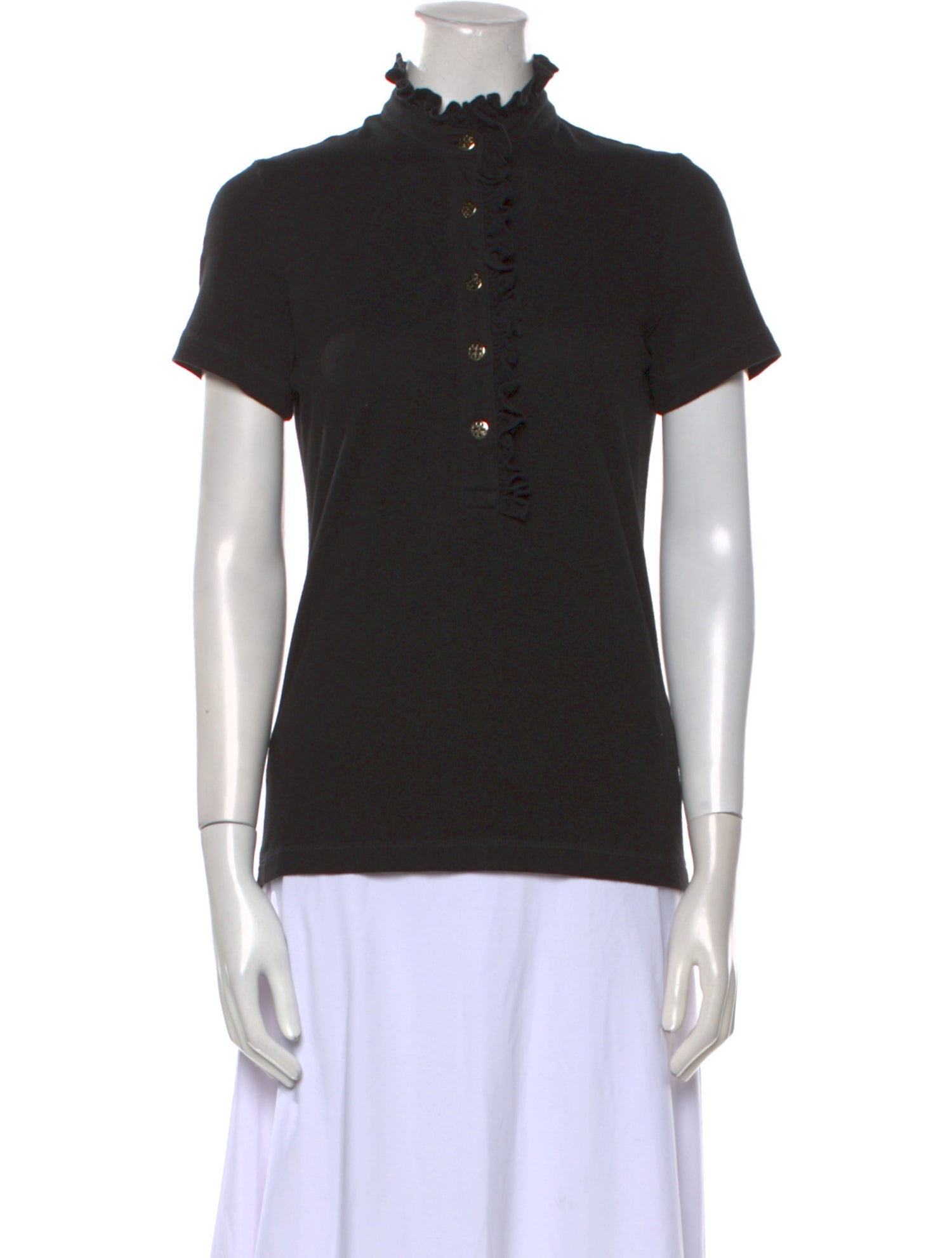 Tory Burch Mock Neck Short Sleeve Polo