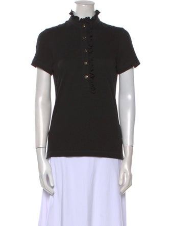Tory Burch Mock Neck Short Sleeve Polo