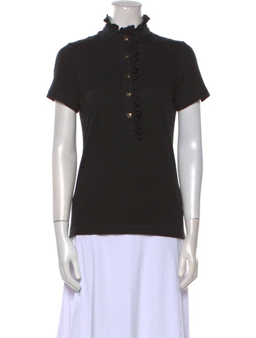 Tory Burch Mock Neck Short Sleeve Polo