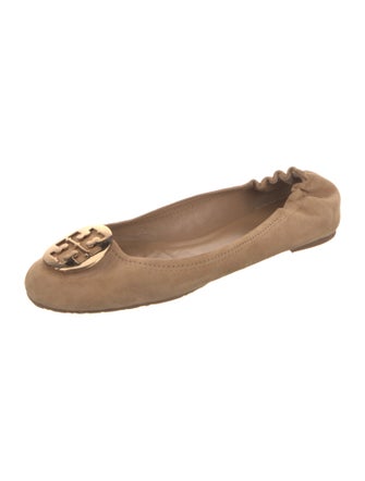 Tory Burch Suede Leather Trim Embellishment Ballet Flats