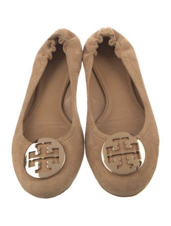 Tory Burch Suede Leather Trim Embellishment Ballet Flats