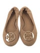 Tory Burch Suede Leather Trim Embellishment Ballet Flats