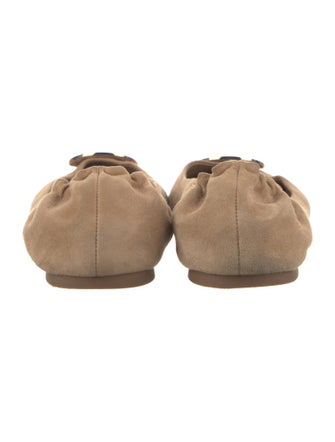 Tory Burch Suede Leather Trim Embellishment Ballet Flats