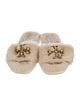 Tory Burch Shearling Crystal Embellishments Slides