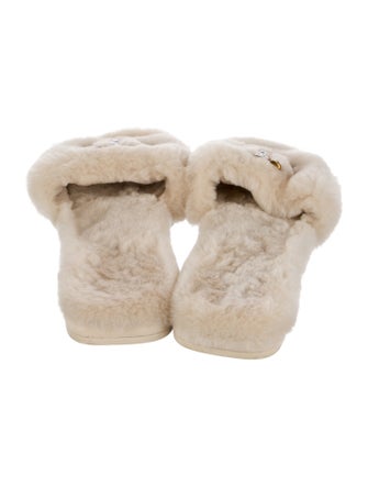 Tory Burch Shearling Crystal Embellishments Slides
