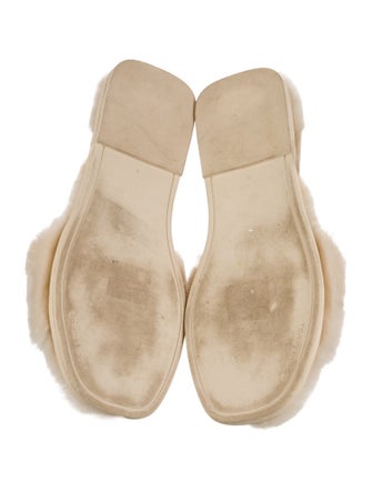 Tory Burch Shearling Crystal Embellishments Slides