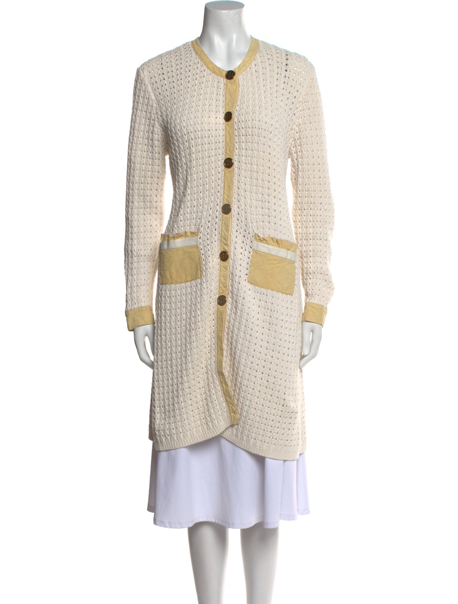 Tory Burch Colorblock Pattern Crew Neck Sweater