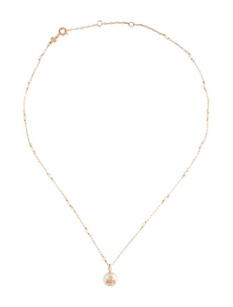 Tory Burch Faux Pearl & Crystal Station Pendant Necklace