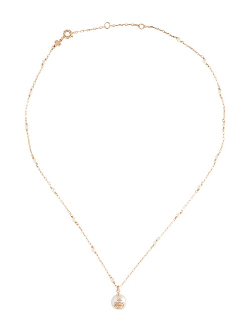 Tory Burch Faux Pearl & Crystal Station Pendant Necklace