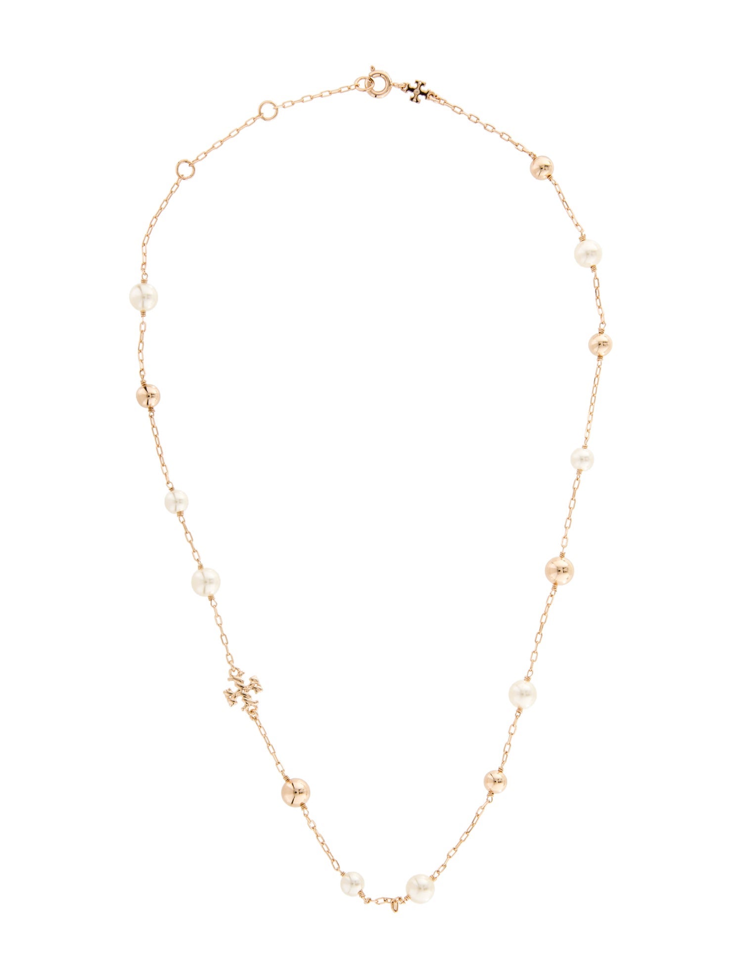 Tory Burch Faux Pearl Beaded Station Necklace