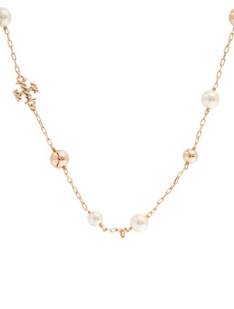 Tory Burch Faux Pearl Beaded Station Necklace