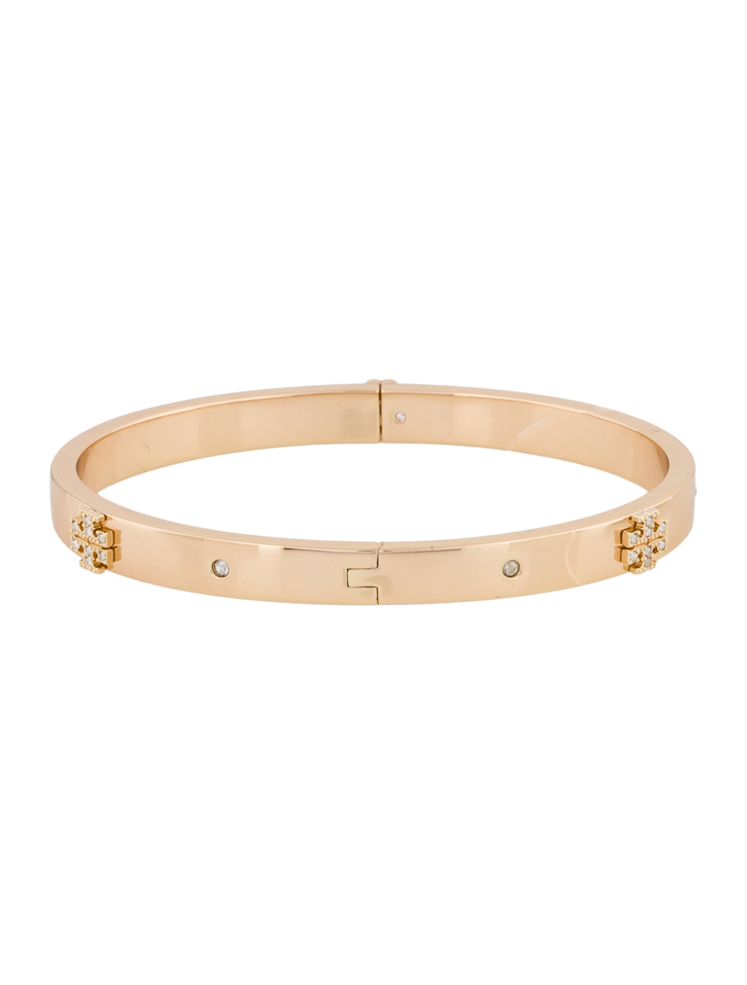 Tory Burch Crystal Pave Logo Hinge Bangle Bracelet