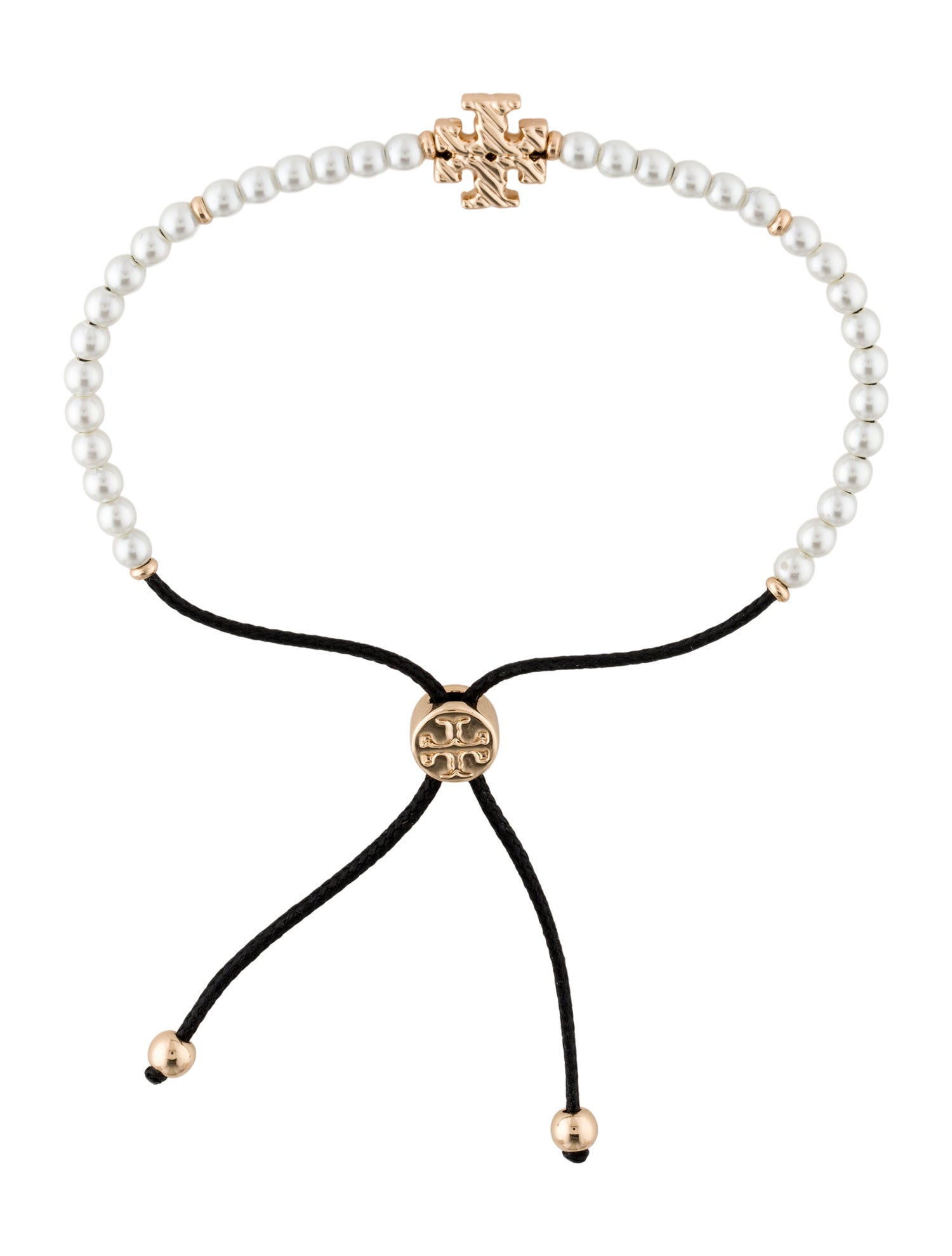 Tory Burch Faux Pearl & Cord Adjustable Bead Bracelet