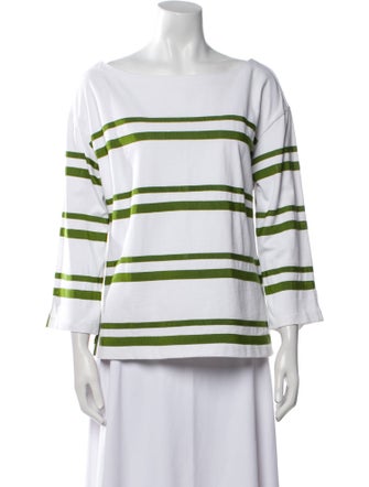 Tory Burch Striped Bateau Neckline Top