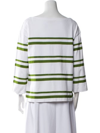 Tory Burch Striped Bateau Neckline Top
