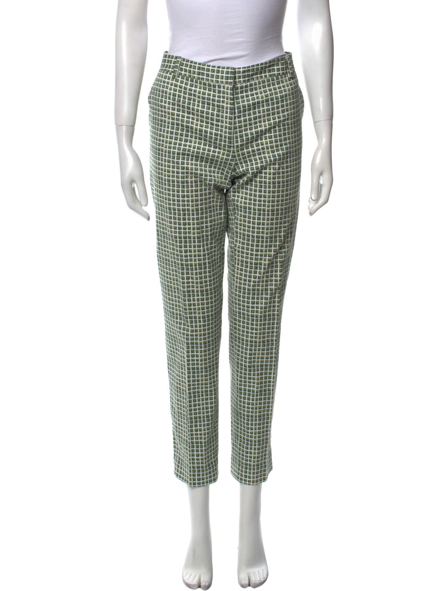 Tory Burch Plaid Print Straight Leg Pants