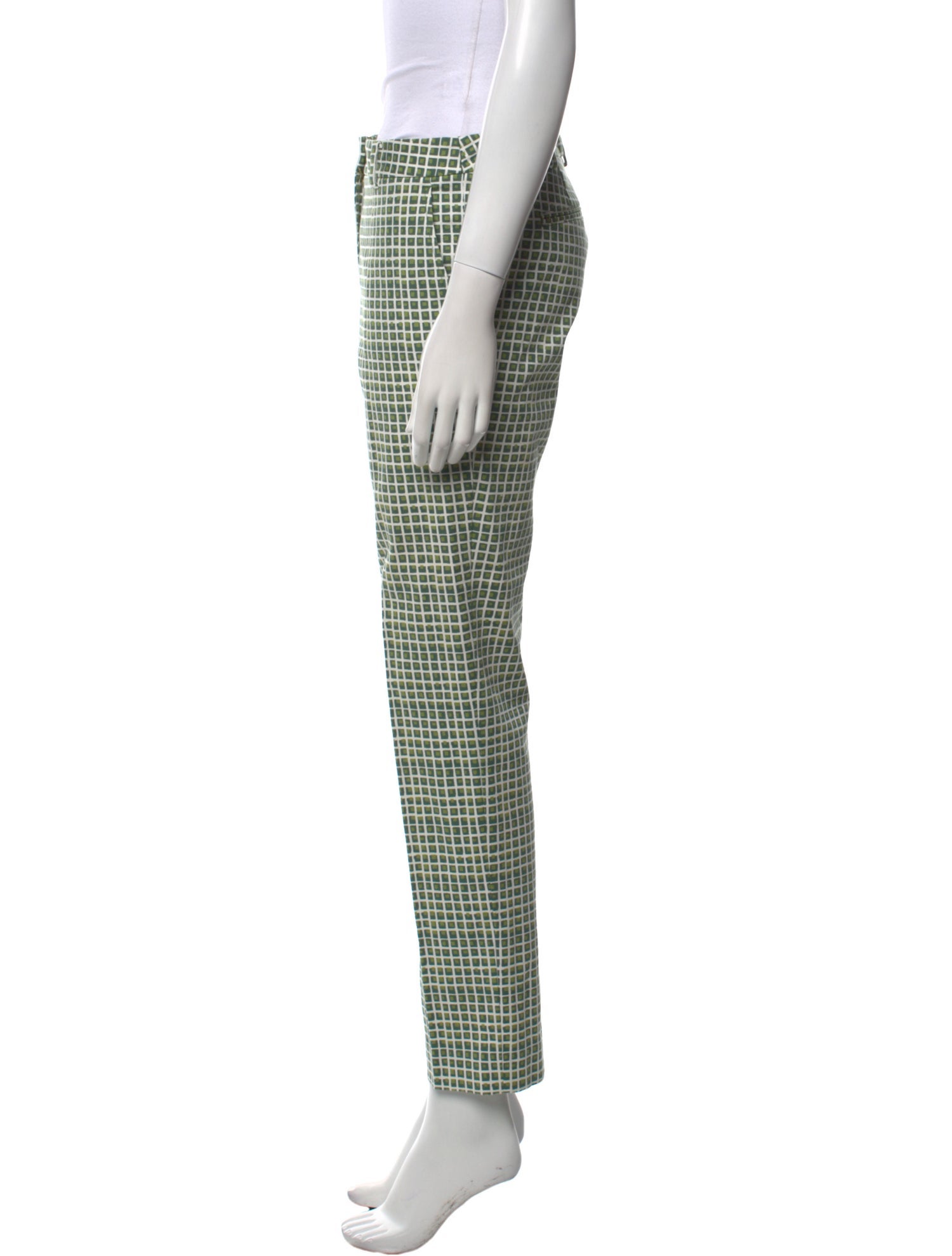 Tory Burch Plaid Print Straight Leg Pants