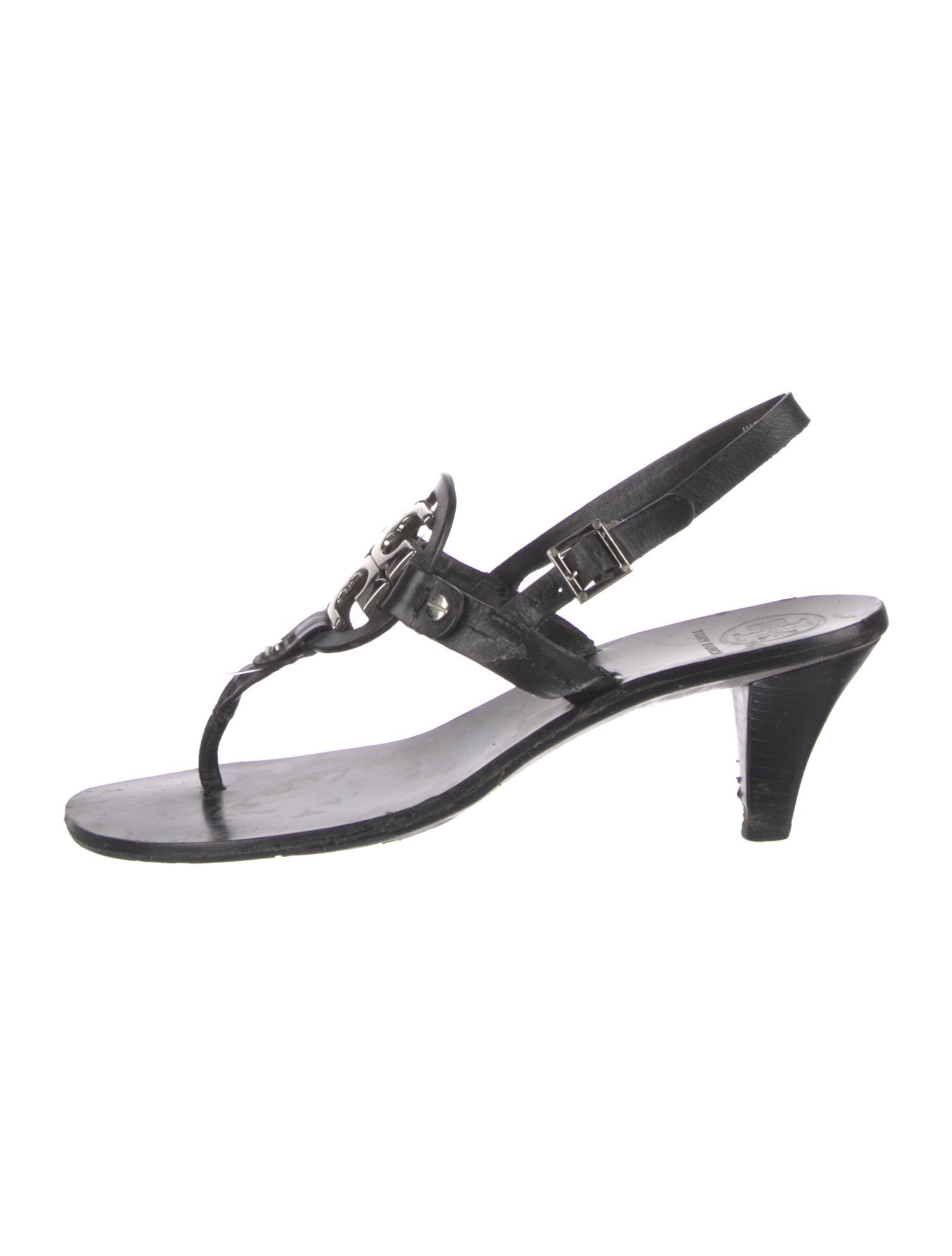 Tory Burch Leather Lasercut Accents Slingback Sandals